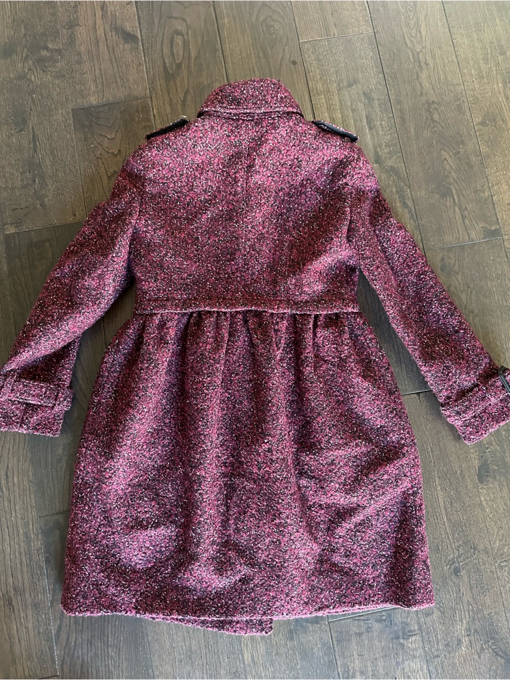 Burberry Burgundy Tweed Jacket Coat size UK 6 US 4 - Picture 7 of 13